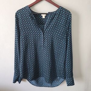 J. Crew Blue Patterned Blouse